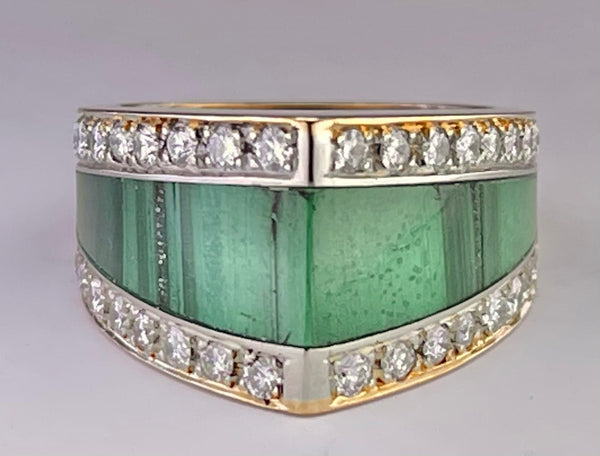 Vintage Malachite and Diamond Ring