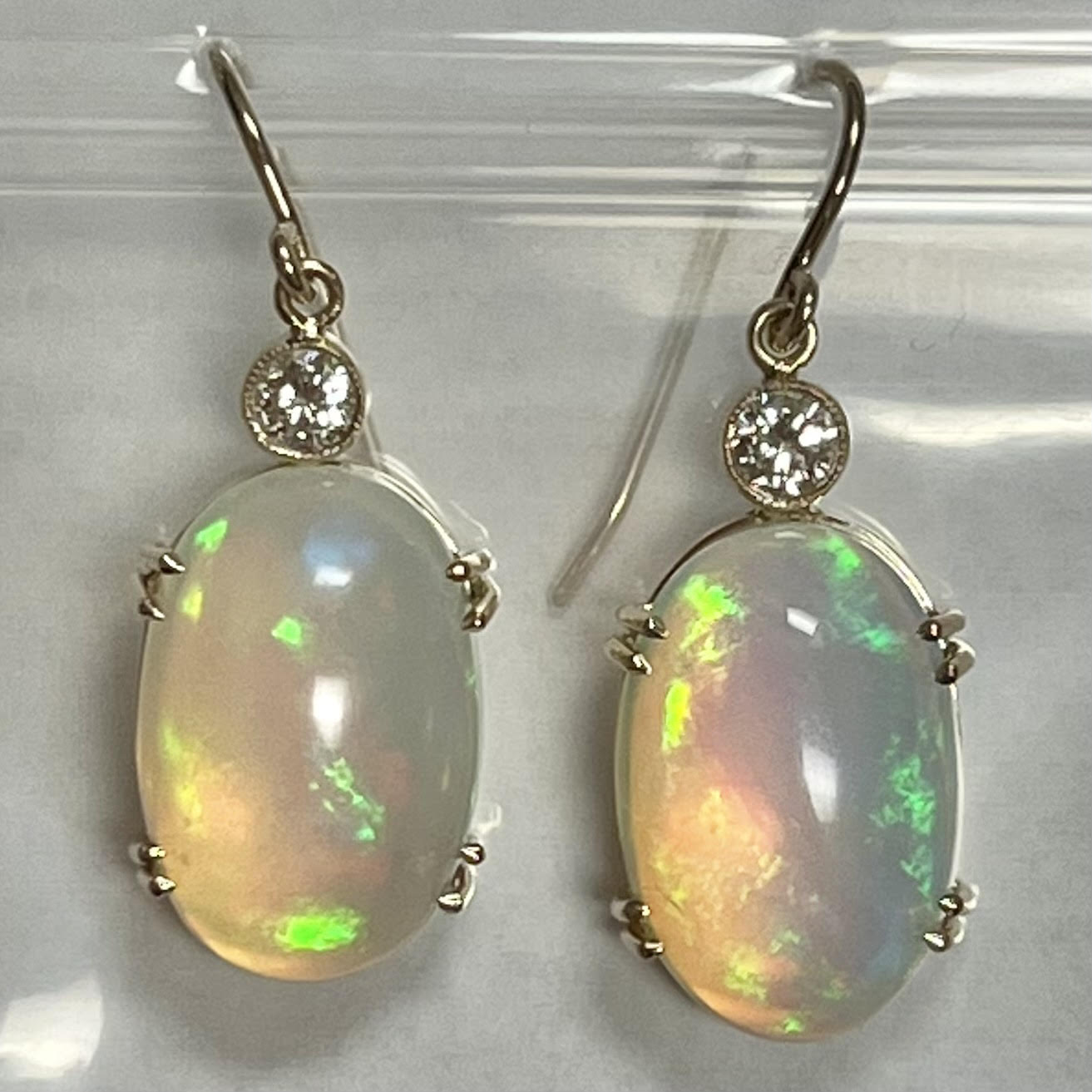 Vintage Opal and Diamond Earrings