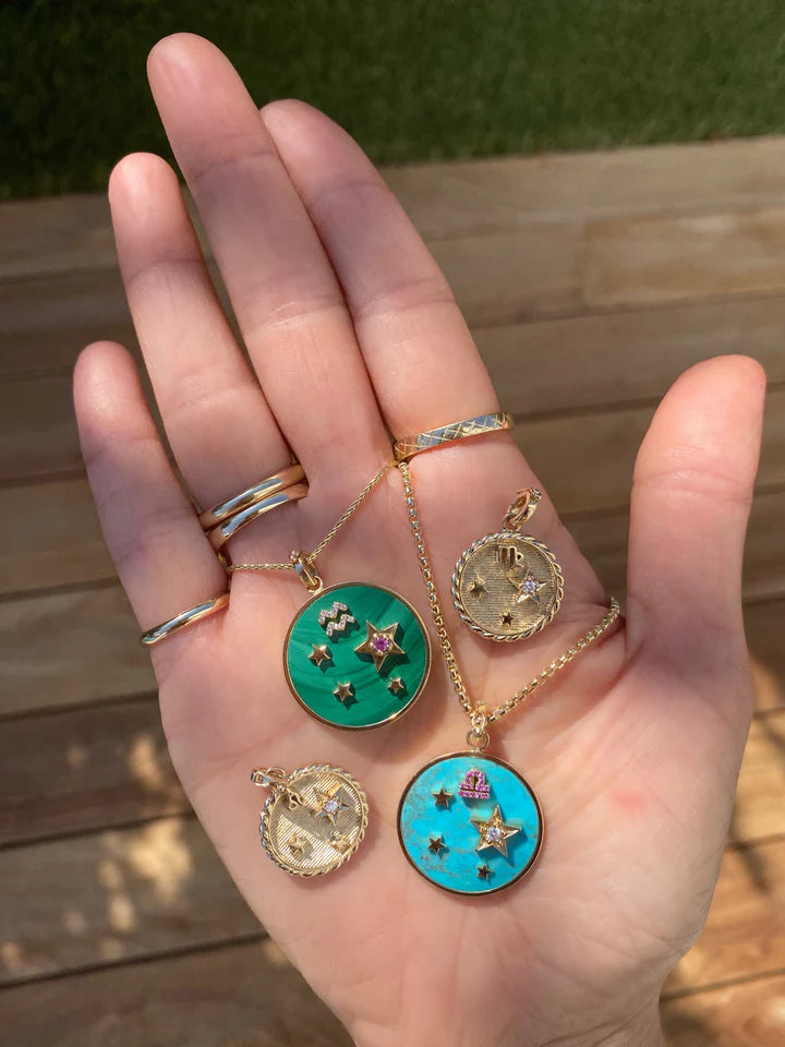 LARGE GEMSTONE ZODIAC CHARM