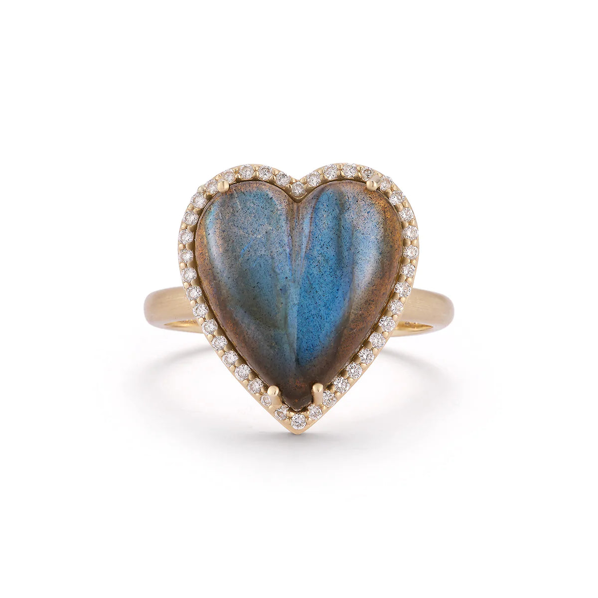 14K GOLD DIAMOND & LABRADORITE ALANA LARGE HEART RING