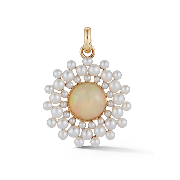 14K Gold Opal & Pearl Cluster Charm