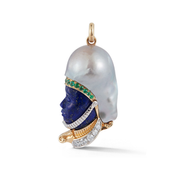 14K Gold Pearl and Lapis Imperial Soldier Charm