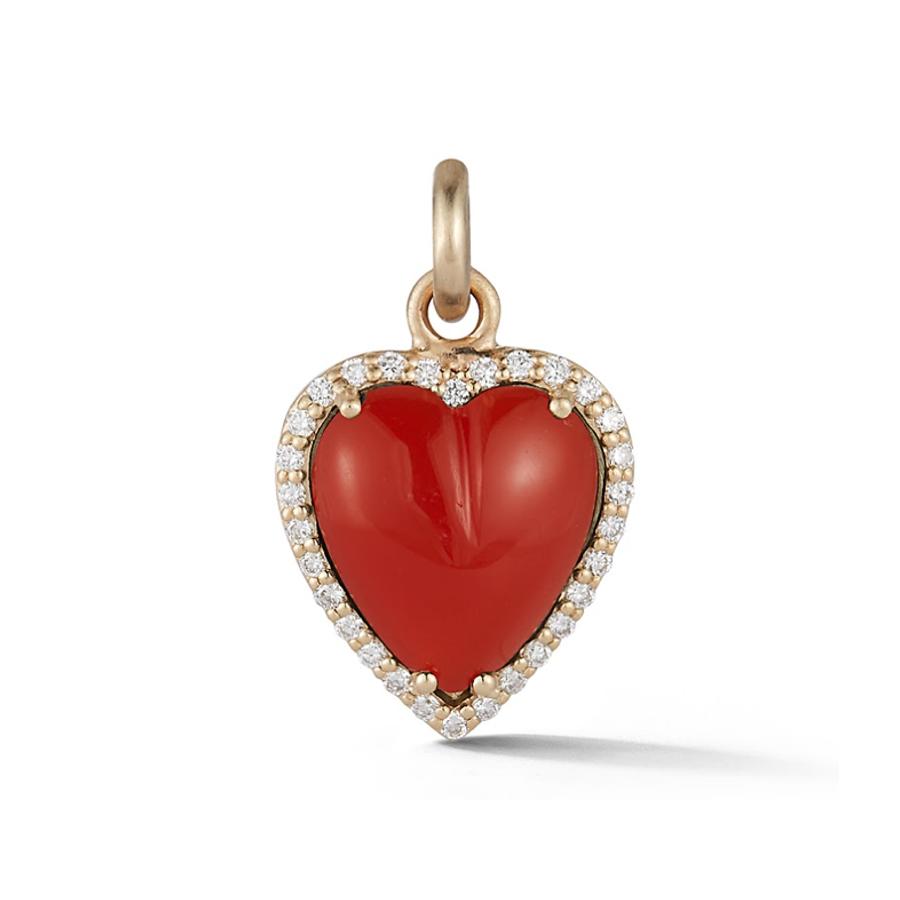 14K Gold and Carnelian Heart Charm