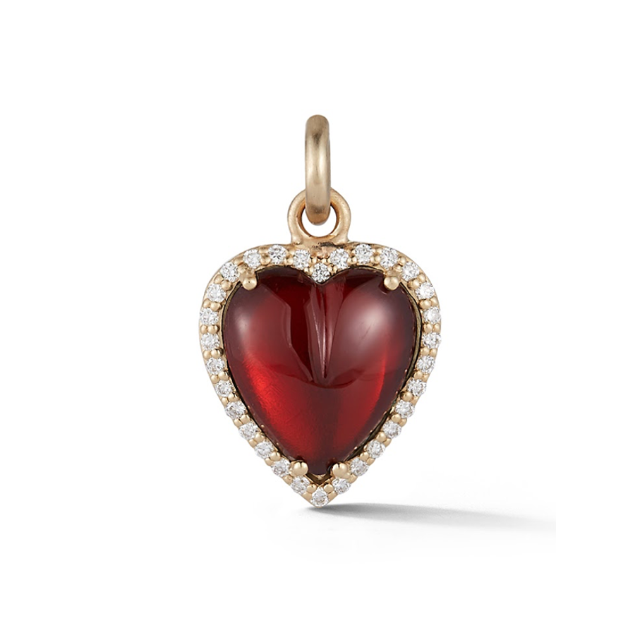 14K Gold and Garnet Heart Charm