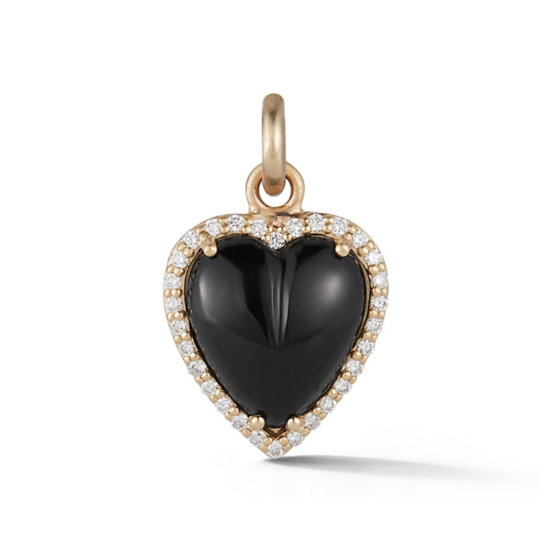 14K Gold and Onyx Heart Charm