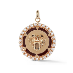 14K Gold and Pearl Guardian Lion Medallion