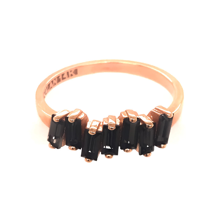 14K AMALFI WAVE BAND - BLACK QUARTZ