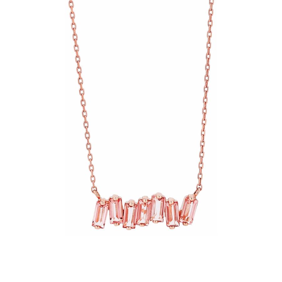 14K BAGUETTE BAR NECKLACE - MORGANITE