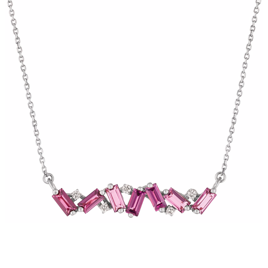 14K FRENESIA RHODOLITE BAR NECKLACE