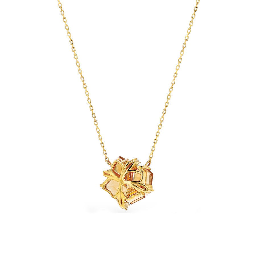 14K CLUSTER NECKLACE - CITRINE