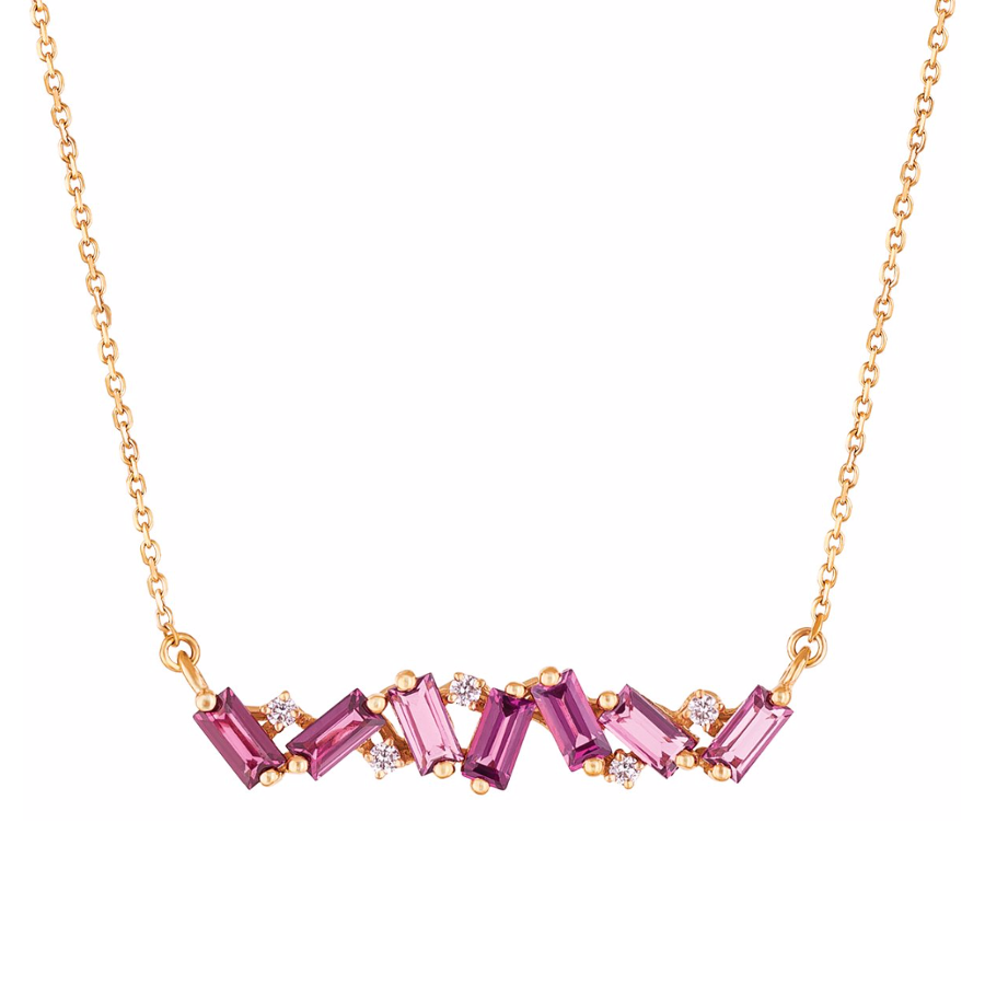 14K FRENESIA RHODOLITE BAR NECKLACE