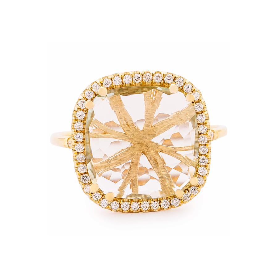 14K LARGE CUSHION SOLEIL RING