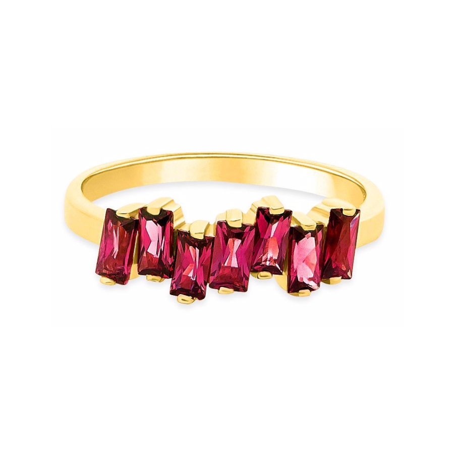 14K AMALFI WAVE BAND - RHODOLITE