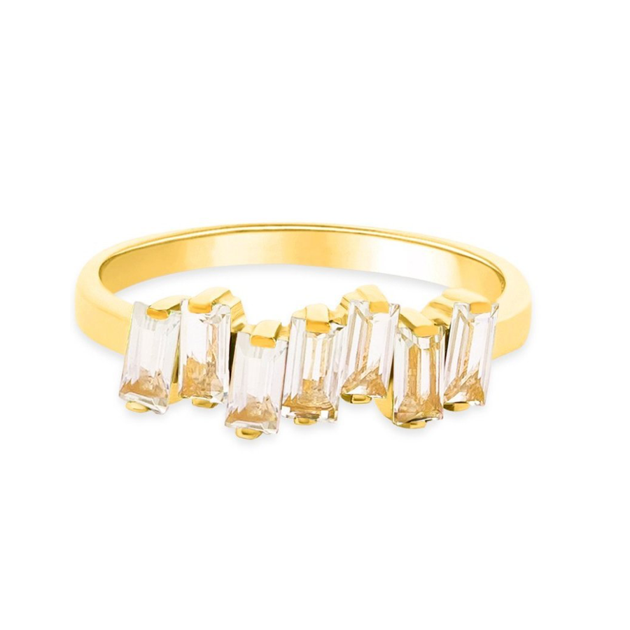 14K AMALFI WAVE BAND - WHITE TOPAZ