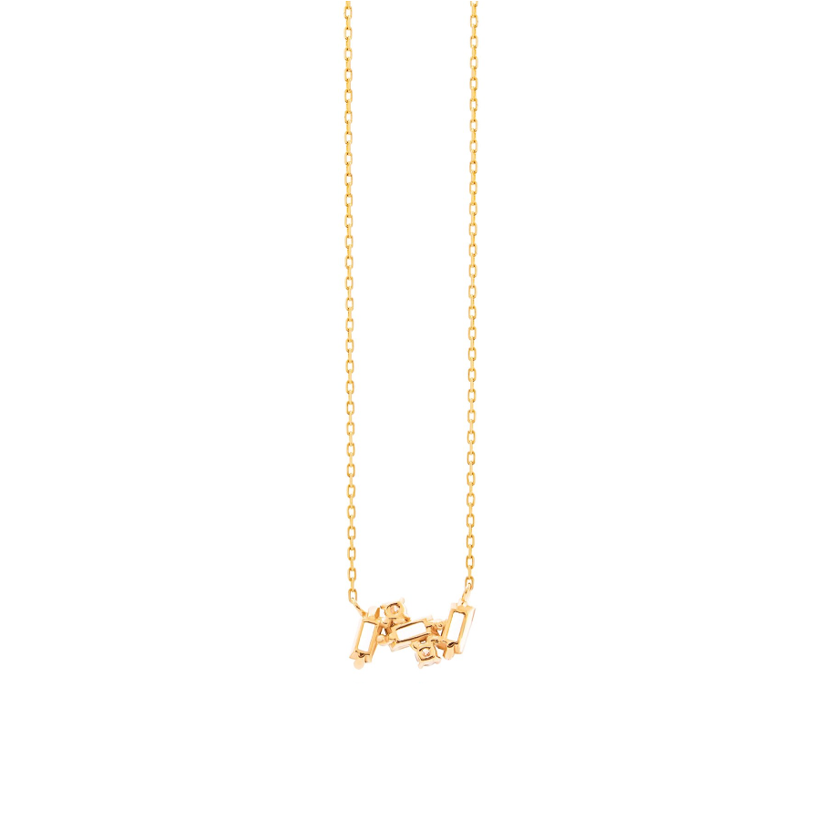 14K NOLA SMALL BAGUETTE BAR NECKLACE - WHITE TOPAZ