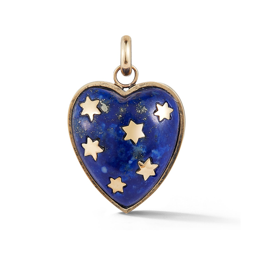 14k Gold Lapis Heart Charm