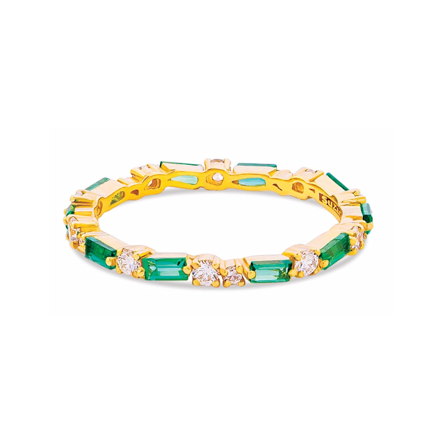 18K EMERALD THIN MIX ETERNITY BAND