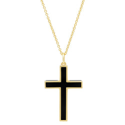 Black Enamel Cross Necklace