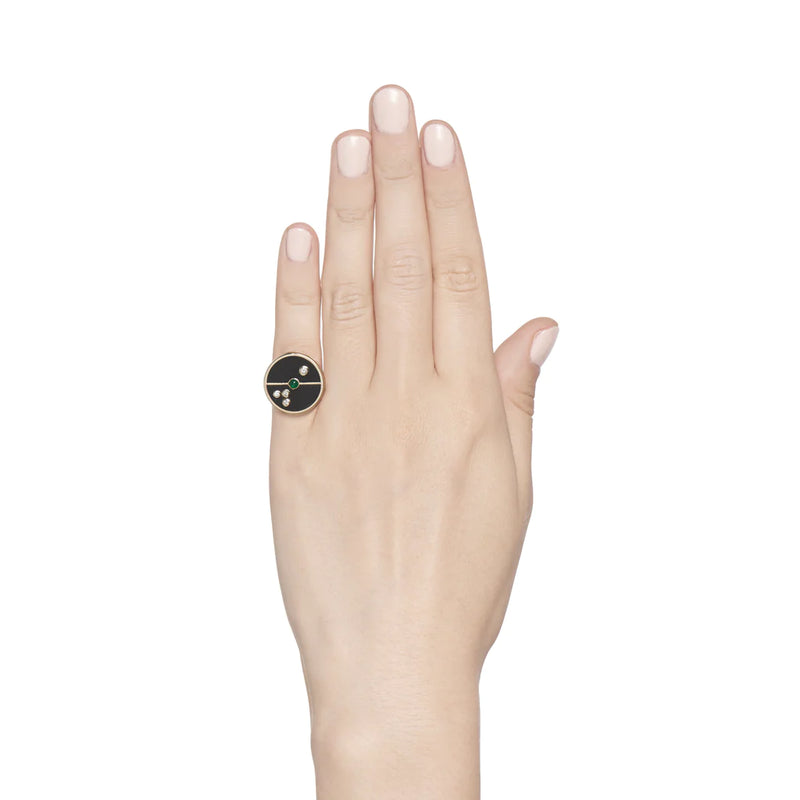 COMPASS RING - DARK MOTHER OF PEARL