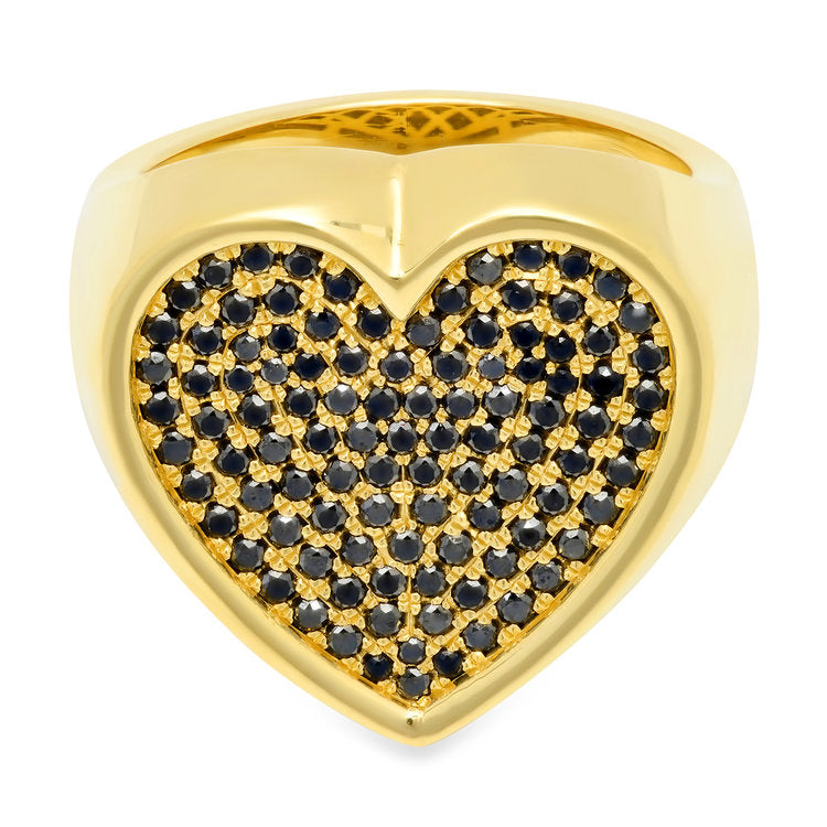 Black Diamond Heart Surface Ring