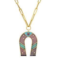 PINK OPAL AND CHRYSOPRASE INLAY MANIFEST NECKLACE