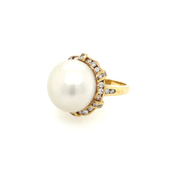 VINTAGE PEARL AND DIAMOND RING