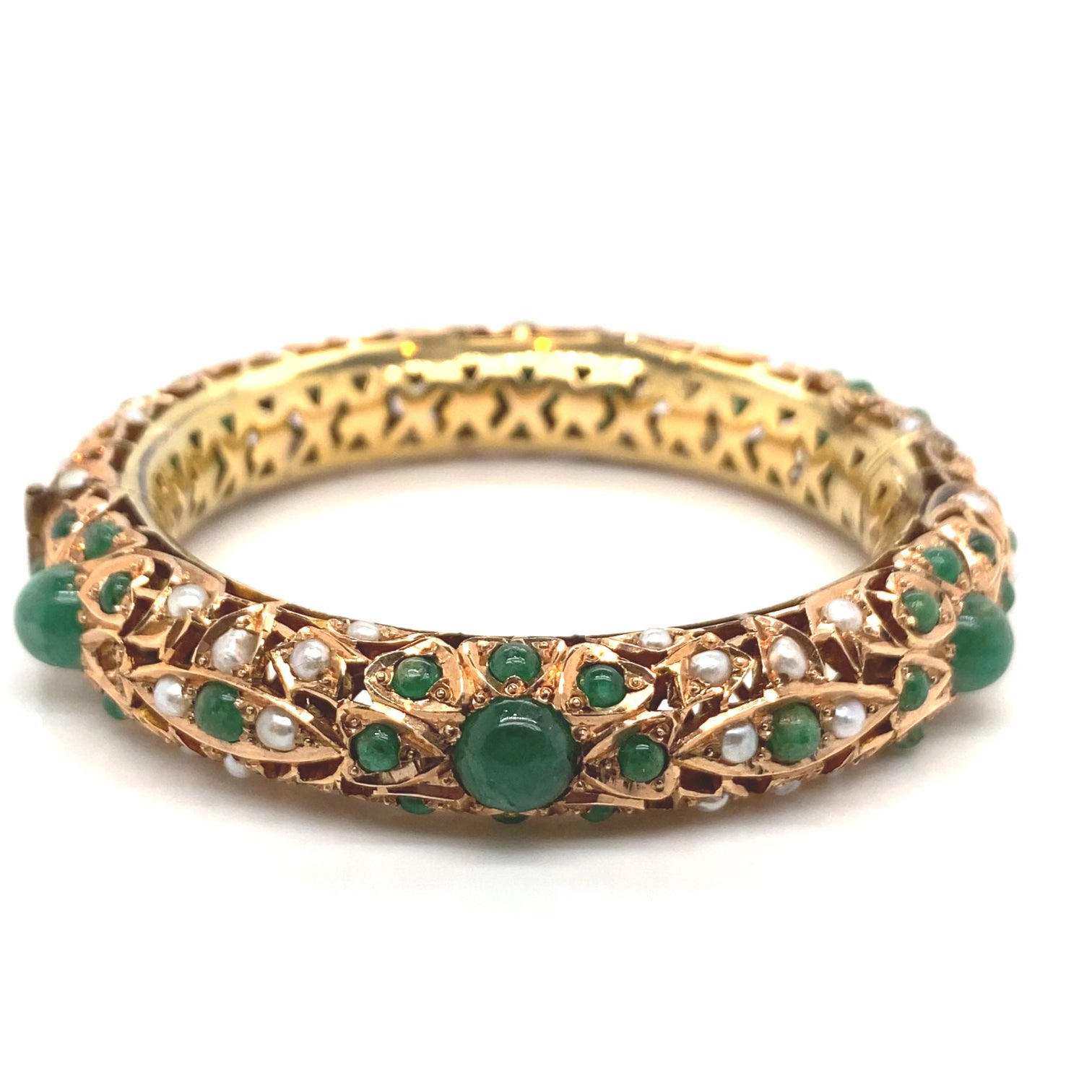 VINTAGE EMERALD AND PEARL BANGLE