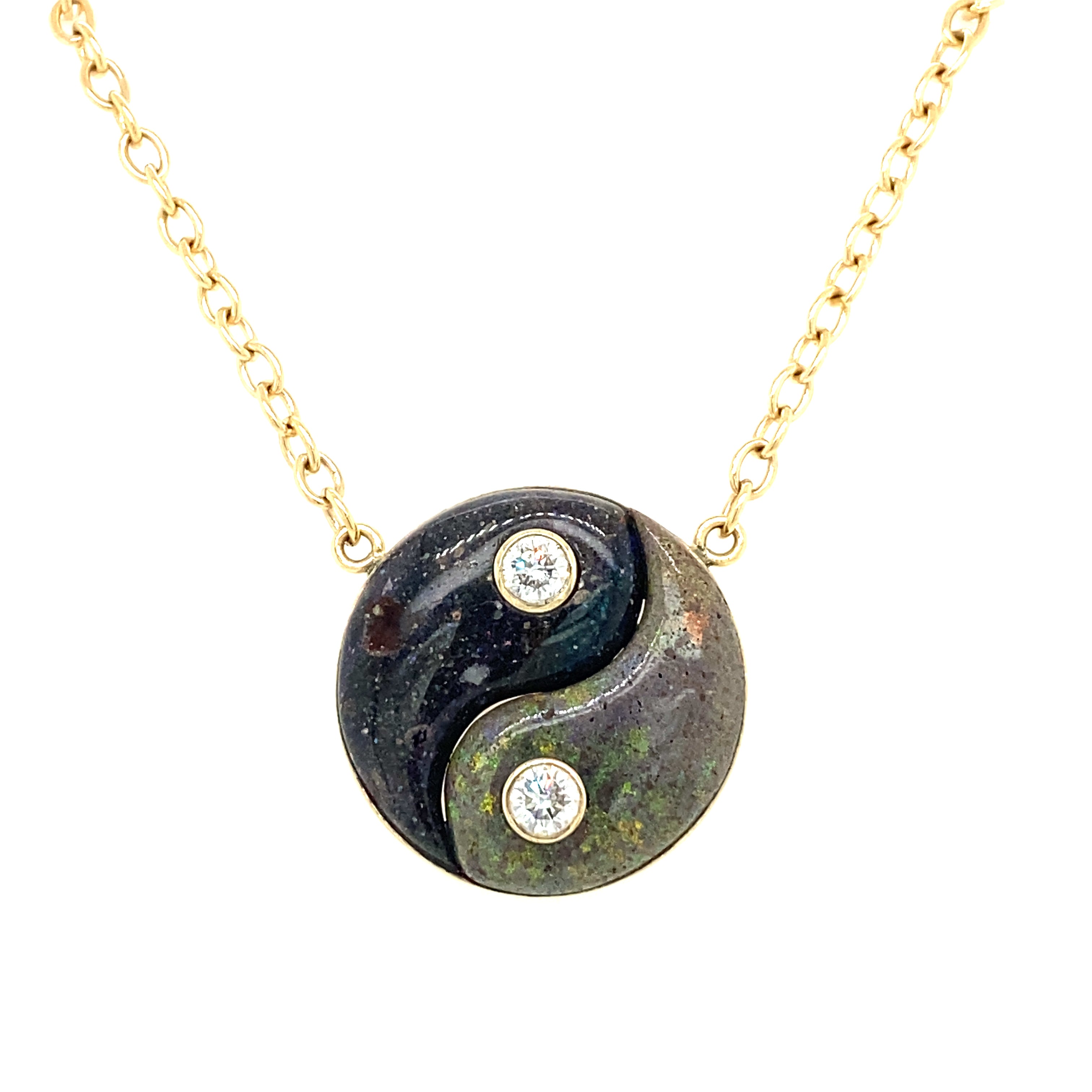 MEDIUM YIN YANG NEKCLACE - DOUBLE DARK MEXICAN OPAL