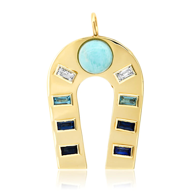 LARIMAR AND SAPPHIRE, TOPAZ AND DIAMOND MANIFEST CHARM