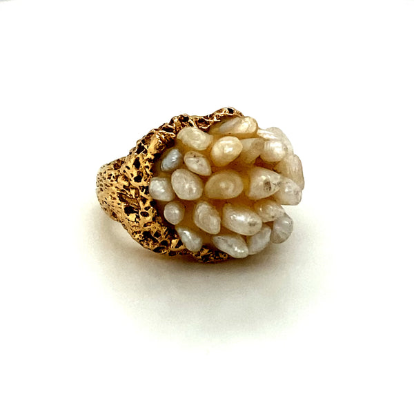 VINTAGE GOLD AND FRESH WATER PEARL RING