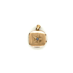 ANTIQUE LOCKET WITH STAR DESIGN - SINGLE SEED PEARL