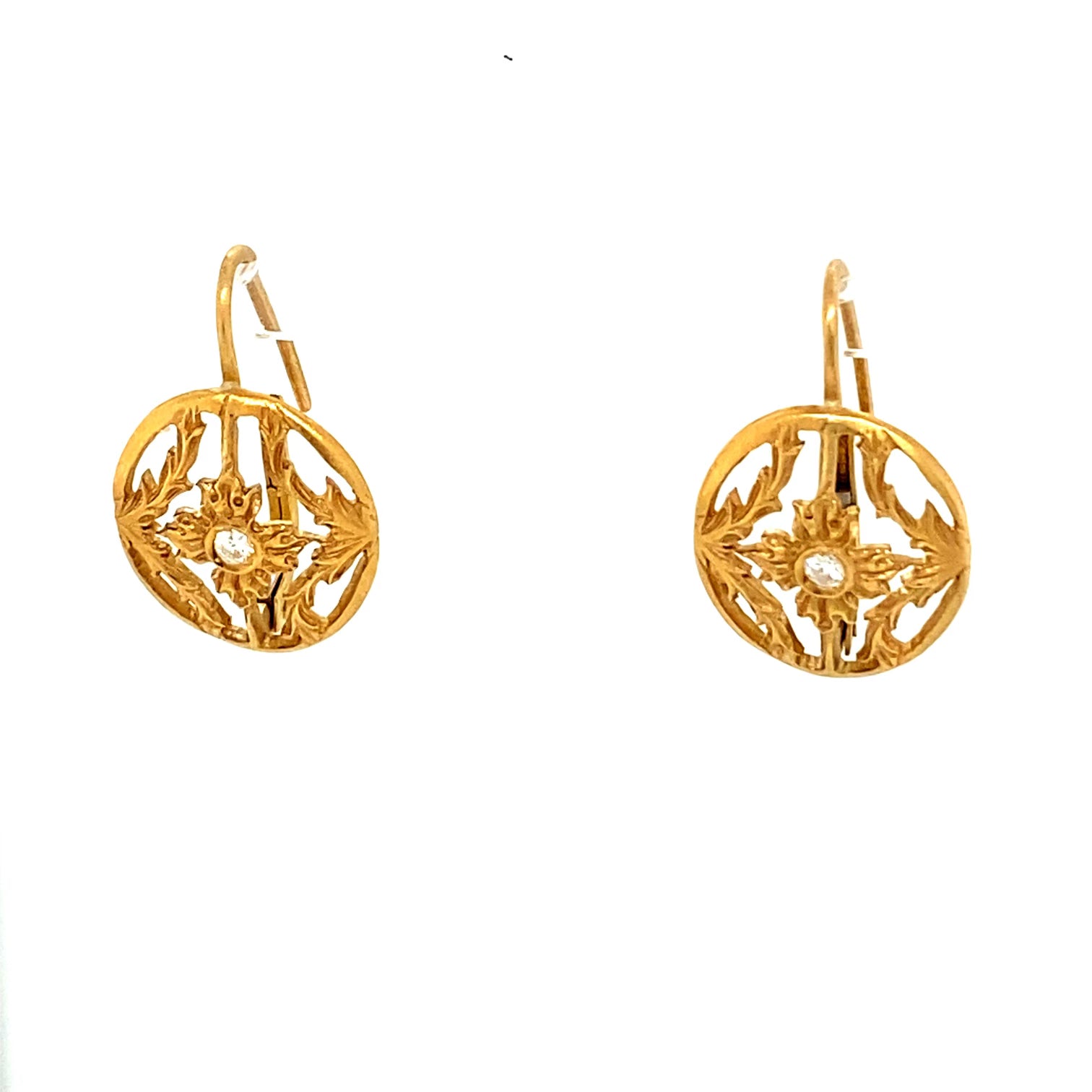 VINTAGE DIAMOND EARRING OPEN CIRCULAR DESIGN