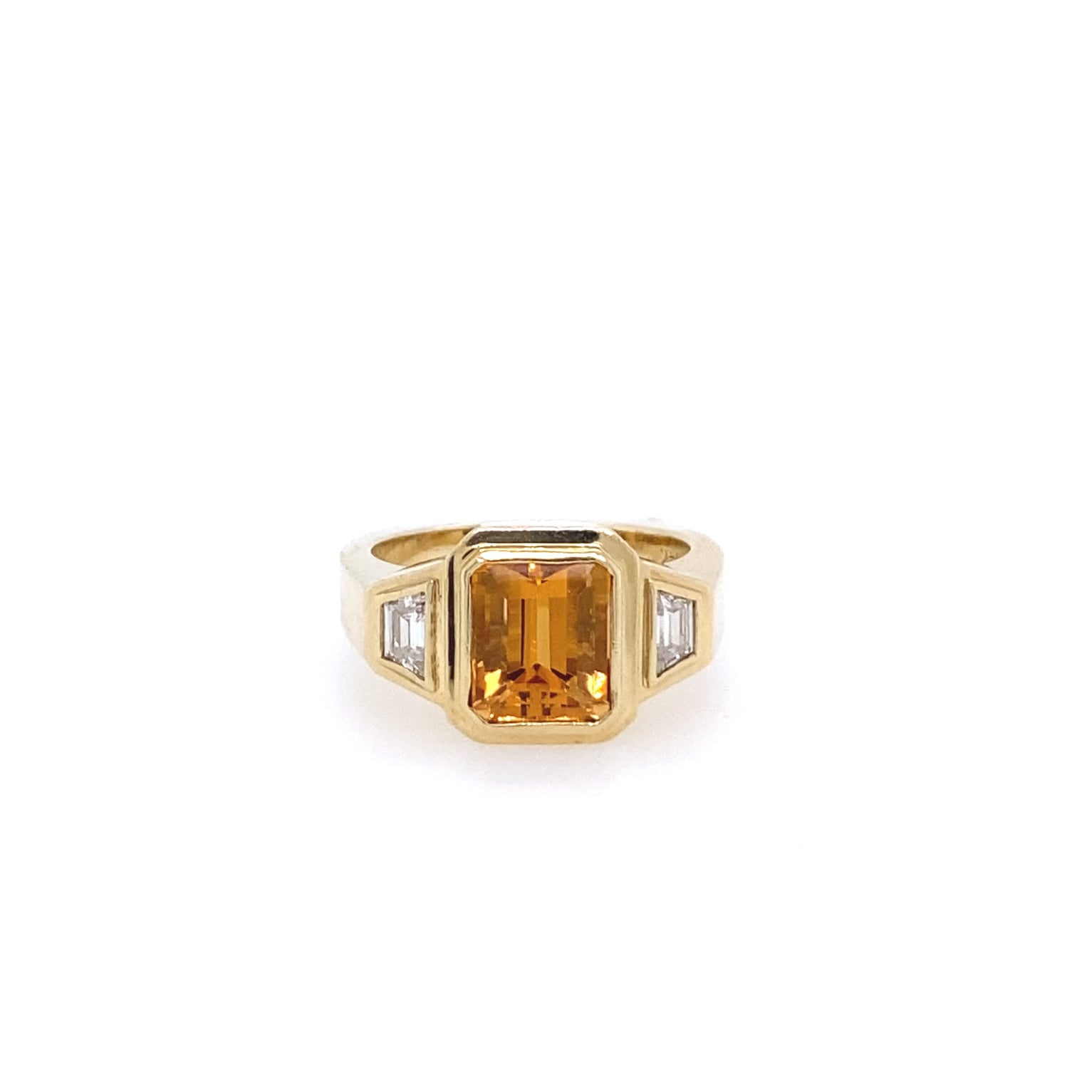 VINTAGE OCTAGONAL CITRINE AND DIAMOND RING