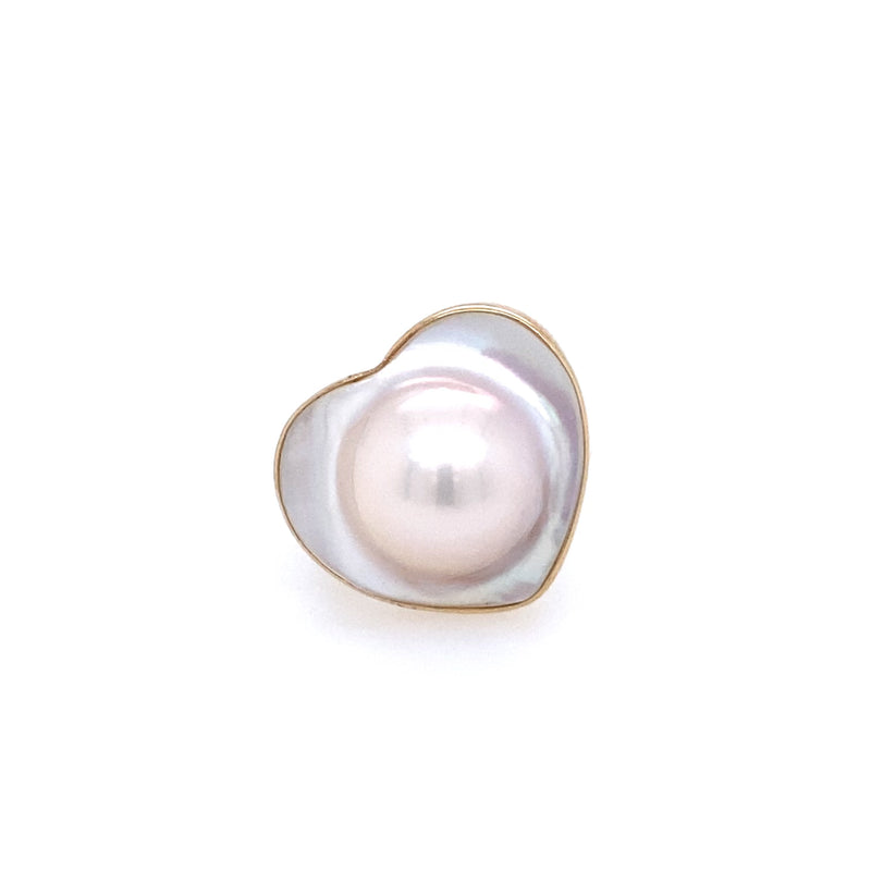 VINTAGE HEART MABE PEARL RING