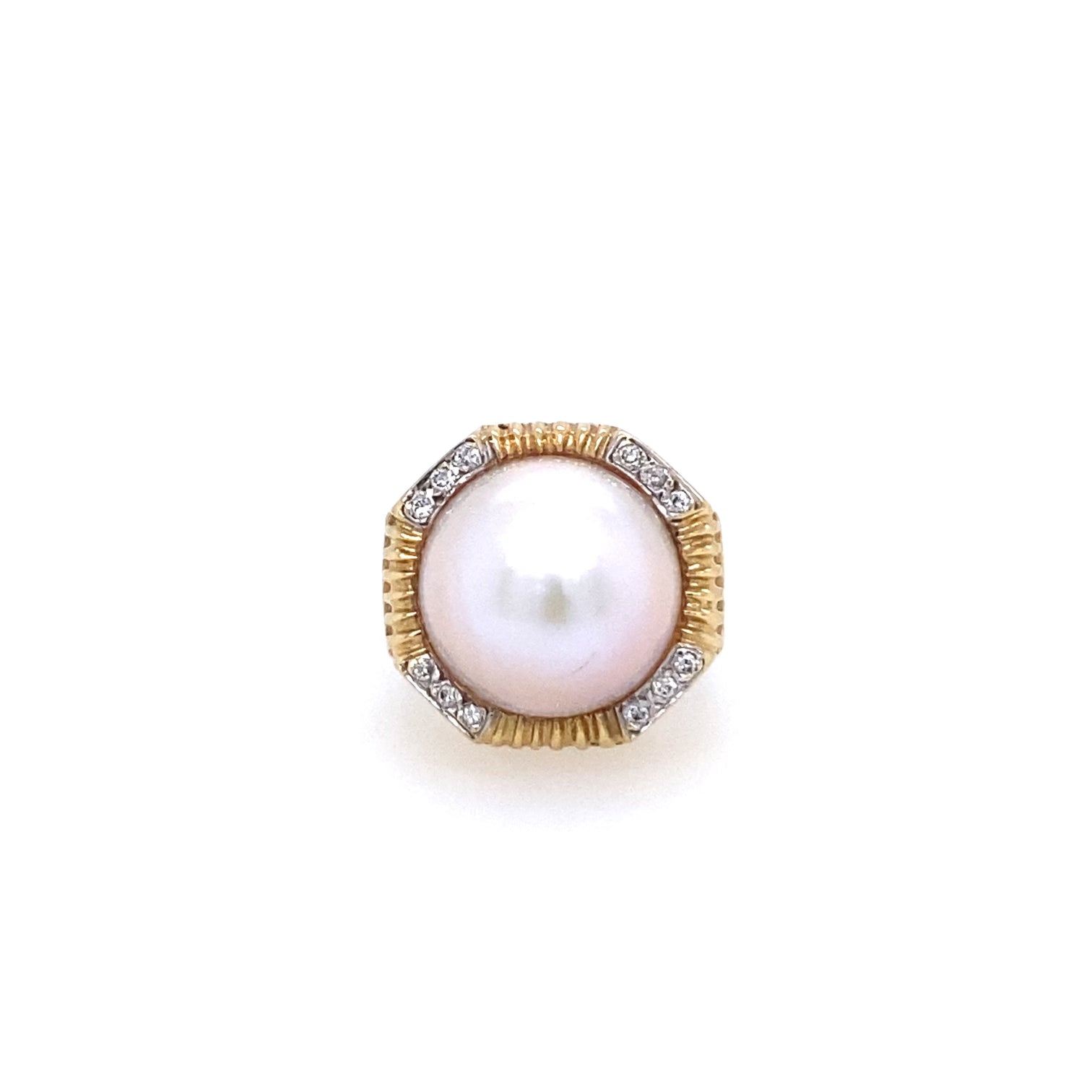 VINTAGE MABE PEARL + DIAMOND RING