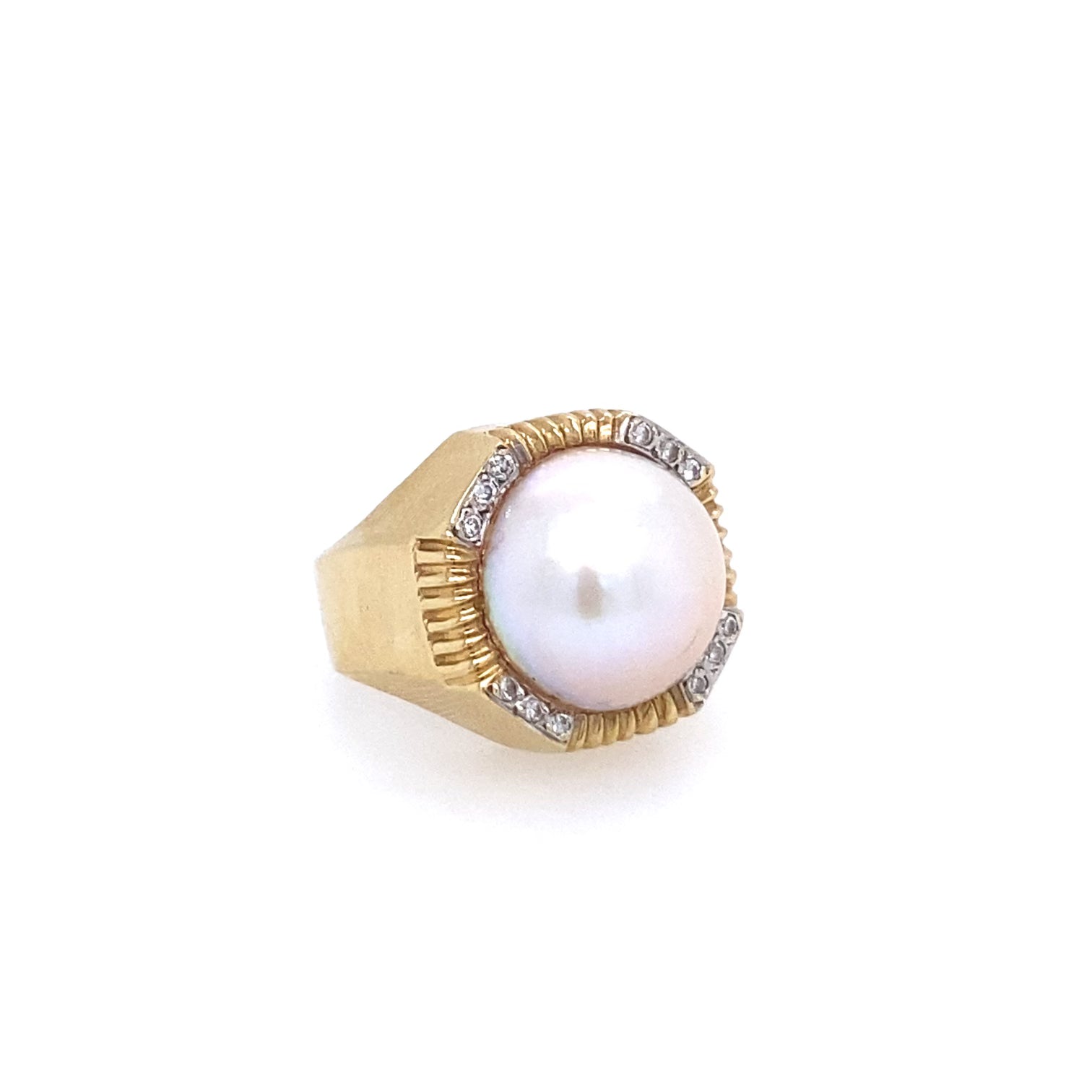 VINTAGE MABE PEARL + DIAMOND RING