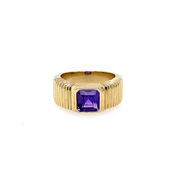 ONE OF A KIND PLEATED SOLITAIRE BAND - VIOLET SAPPHIRE