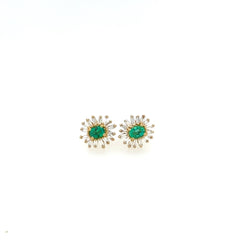 18K ONE OF A KIND EMERALD STUDS