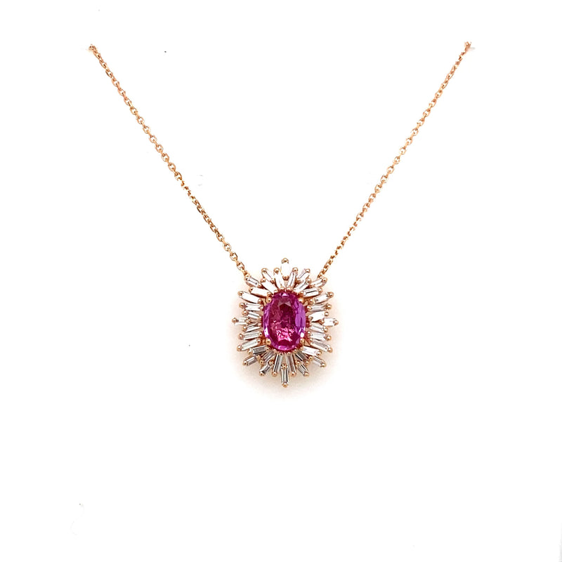 18K ONE OF A KIND PINK SAPPHIRE NECKLACE