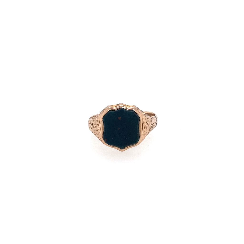 ANTIQUE BLOODSTONE SHIELD SIGNET RING