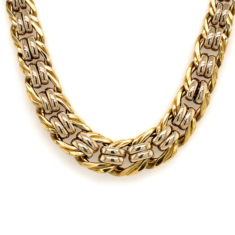 VINTAGE YELLOW AND WHITE GOLD GRADUATED LINK NECKLACE