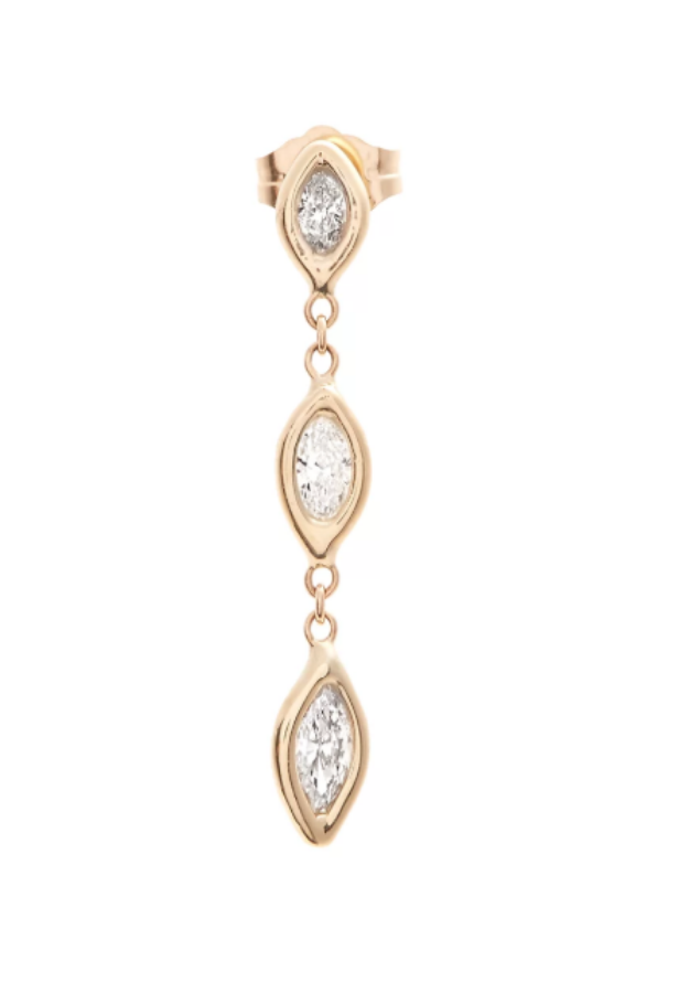 3 Marquis Diamond Drop Earring