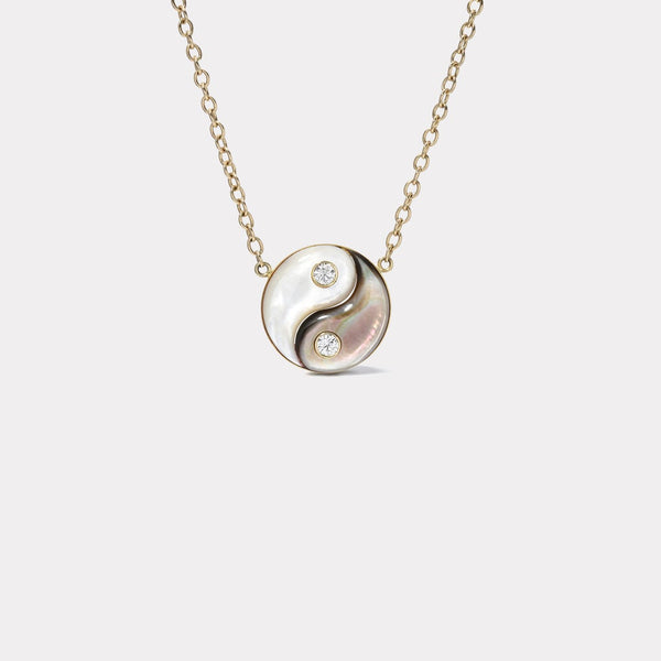 MEDIUM YIN YANG NECKLACE - WHITE AND DARK MOTHER OF PEARL