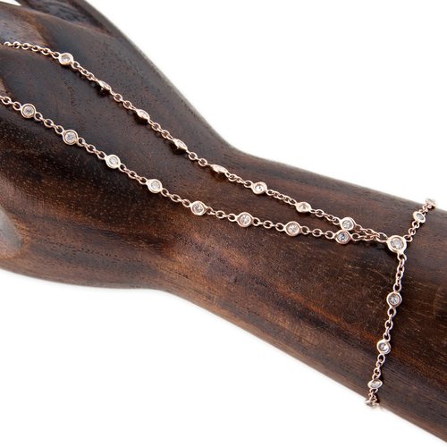 Diamond Double Stem Finger Bracelet