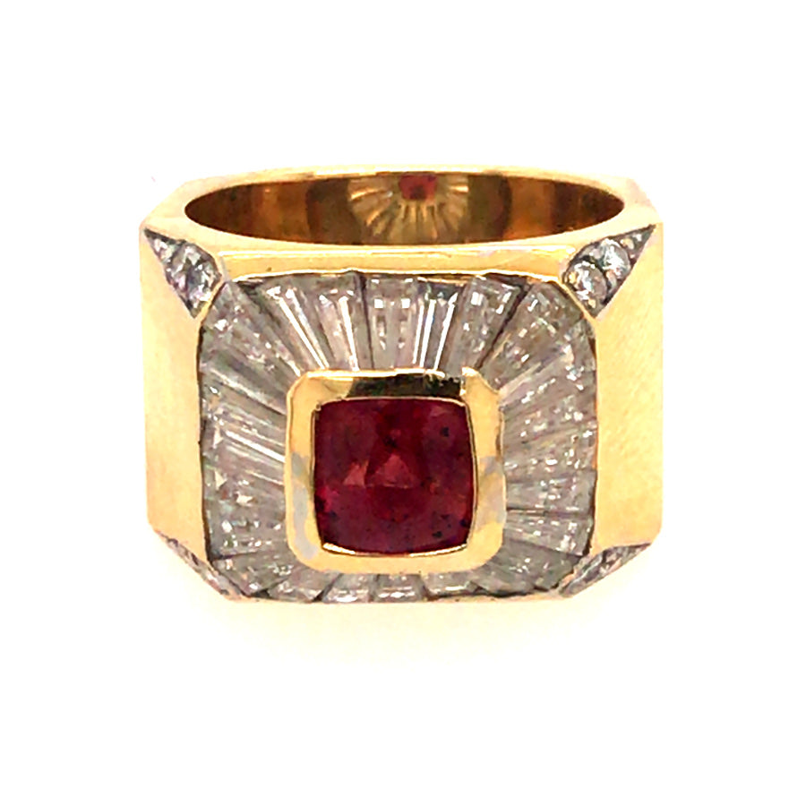 VINTAGE RUBY AND DIAMOND RING