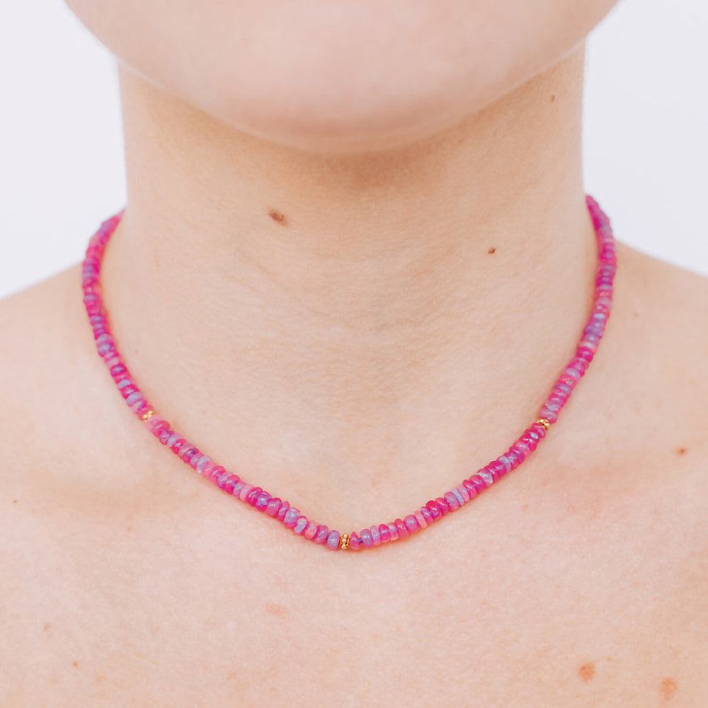 BOHEME PINK ETHIOPIAN OPAL RONDELLE NECKLACE