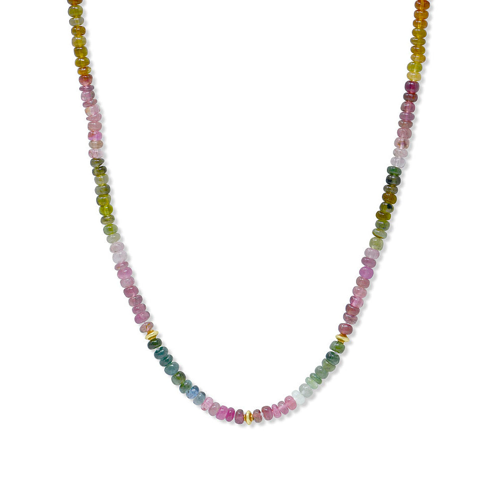 BOHEME SMOOTH MULTICOLORED TOURMALINE RONDELLE NECKLACE