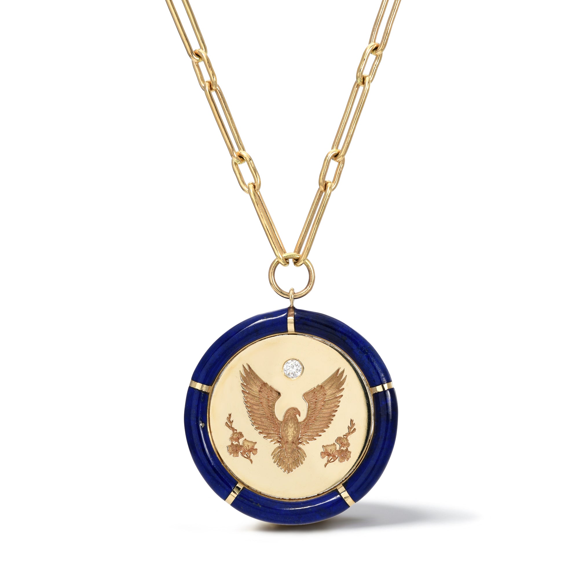 HONOR PENDANT ON 18" HANDMADE CHAIN -  LAPIS