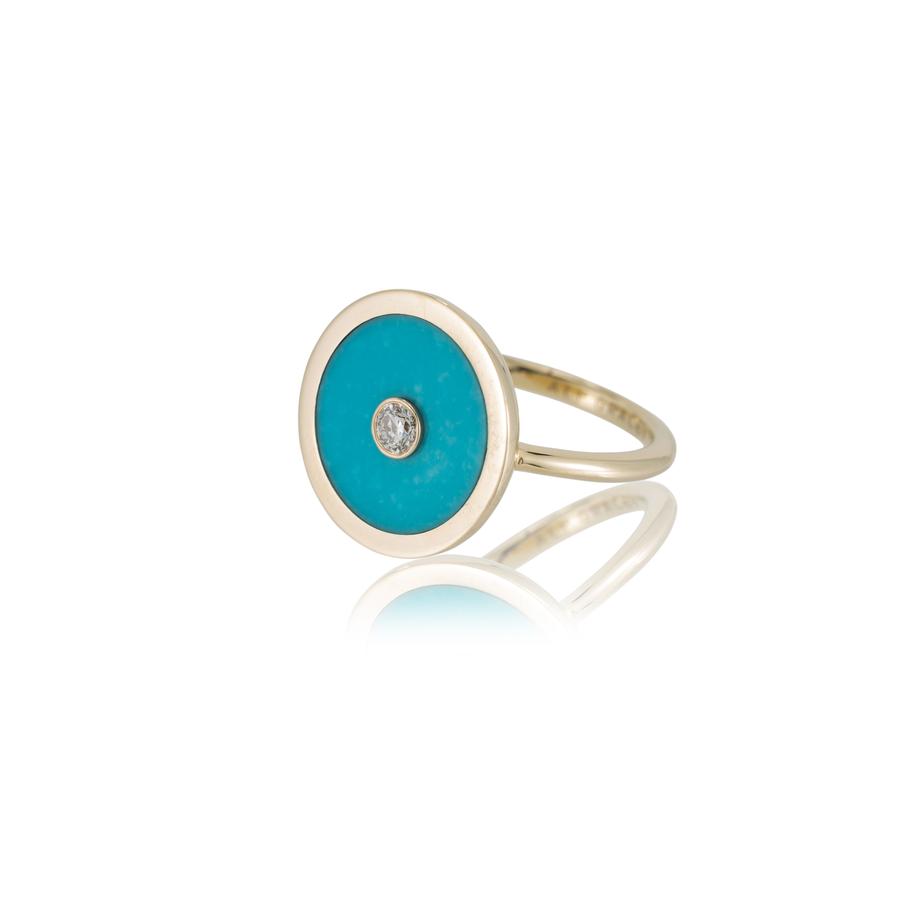 TURQUOISE INLAY DIAMOND SIGNET RING