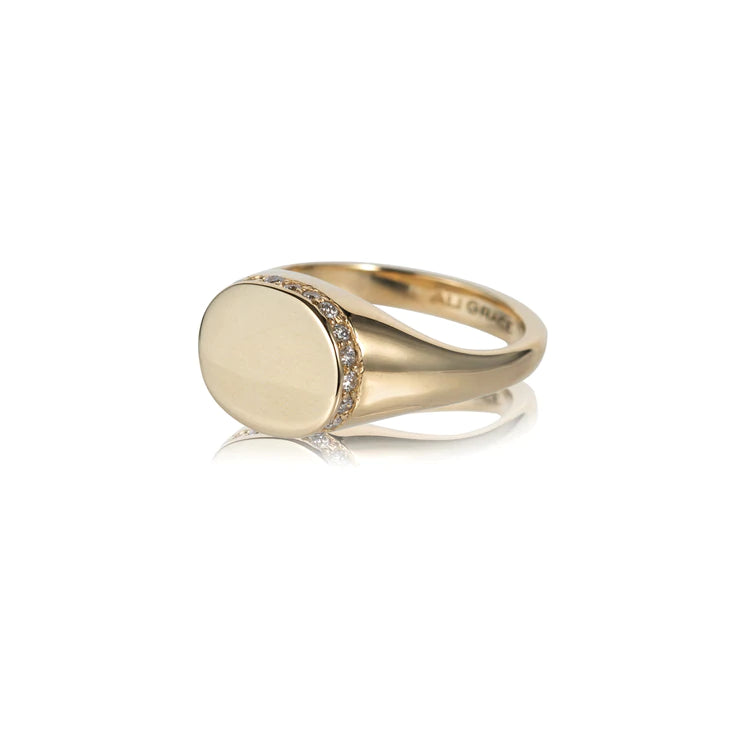 GOLD AND DIAMOND CHANNEL SIGNET RING